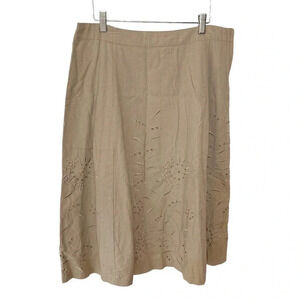 Tailor B. Moss 10 tan‎ linen cotton blend embroidered skirt